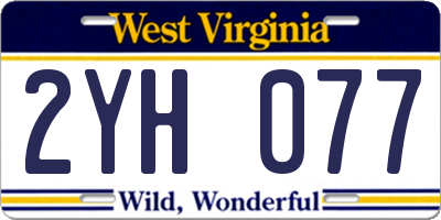 WV license plate 2YH077