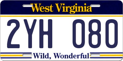 WV license plate 2YH080