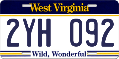 WV license plate 2YH092