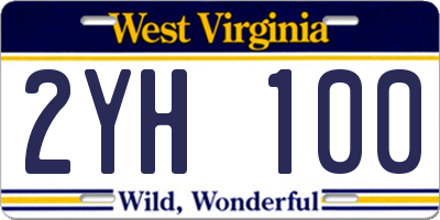 WV license plate 2YH100