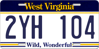 WV license plate 2YH104