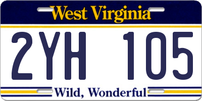 WV license plate 2YH105