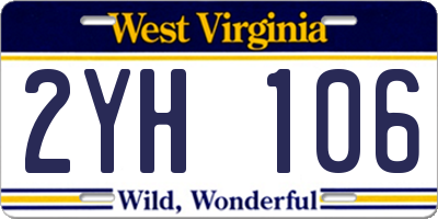 WV license plate 2YH106