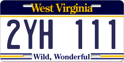 WV license plate 2YH111