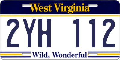 WV license plate 2YH112