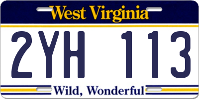 WV license plate 2YH113
