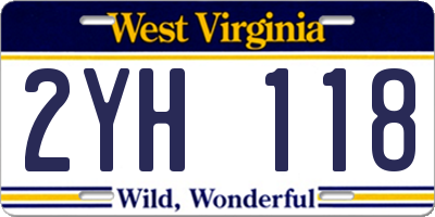 WV license plate 2YH118