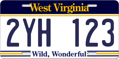 WV license plate 2YH123
