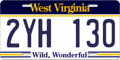 WV license plate 2YH130