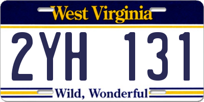 WV license plate 2YH131