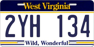 WV license plate 2YH134