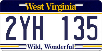 WV license plate 2YH135