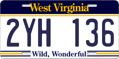 WV license plate 2YH136