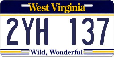 WV license plate 2YH137