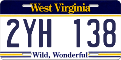 WV license plate 2YH138