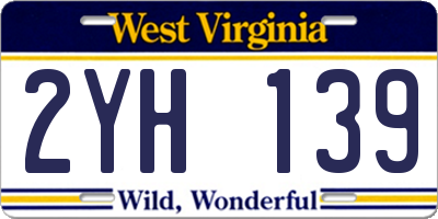 WV license plate 2YH139