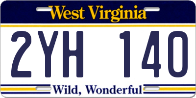 WV license plate 2YH140