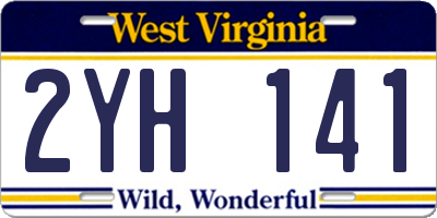 WV license plate 2YH141