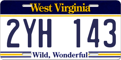 WV license plate 2YH143