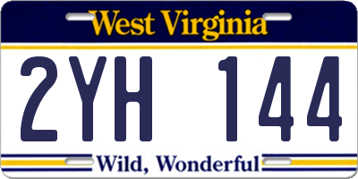 WV license plate 2YH144