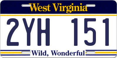 WV license plate 2YH151
