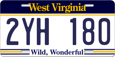WV license plate 2YH180