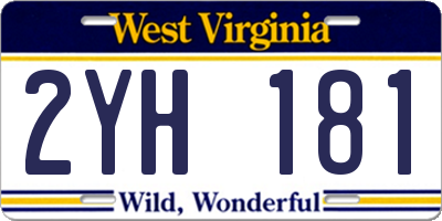 WV license plate 2YH181