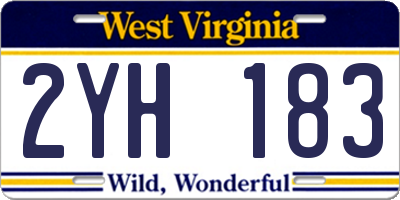 WV license plate 2YH183