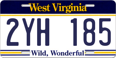 WV license plate 2YH185