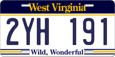 WV license plate 2YH191