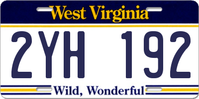 WV license plate 2YH192