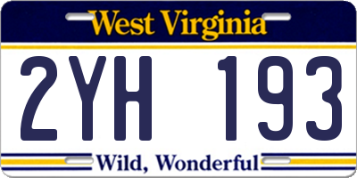 WV license plate 2YH193
