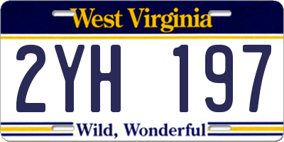 WV license plate 2YH197