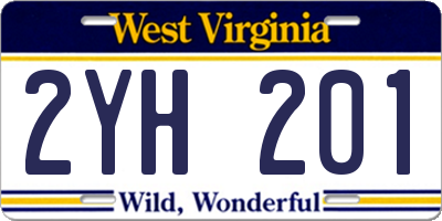 WV license plate 2YH201