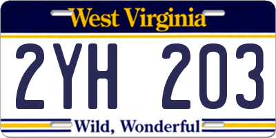 WV license plate 2YH203