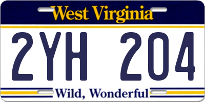 WV license plate 2YH204