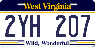 WV license plate 2YH207