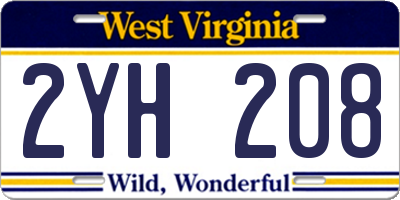 WV license plate 2YH208