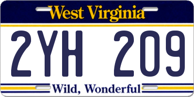 WV license plate 2YH209