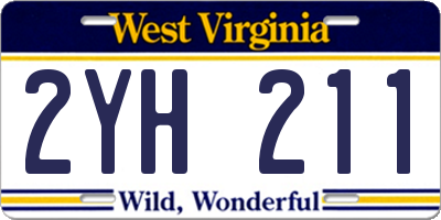 WV license plate 2YH211