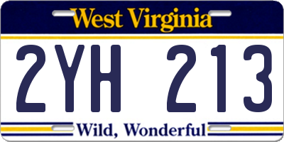 WV license plate 2YH213