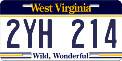 WV license plate 2YH214