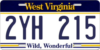 WV license plate 2YH215