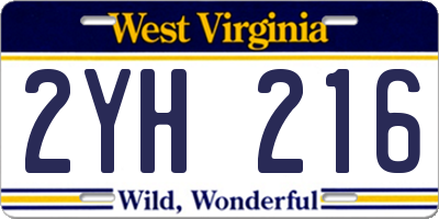 WV license plate 2YH216