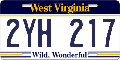 WV license plate 2YH217
