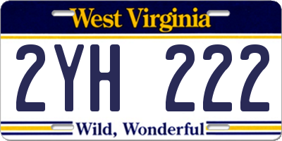 WV license plate 2YH222