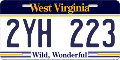 WV license plate 2YH223