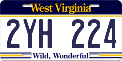 WV license plate 2YH224