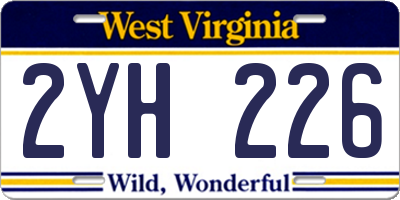 WV license plate 2YH226