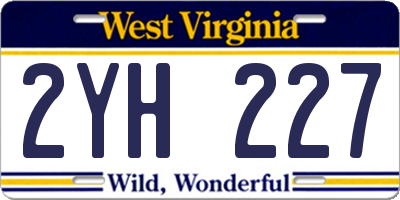 WV license plate 2YH227